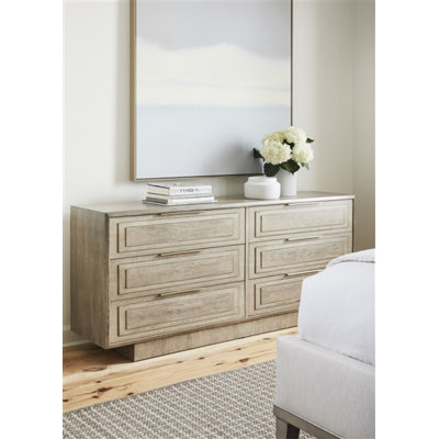 Bowers 6 - Drawer 75" W Solid Wood Double Dresser