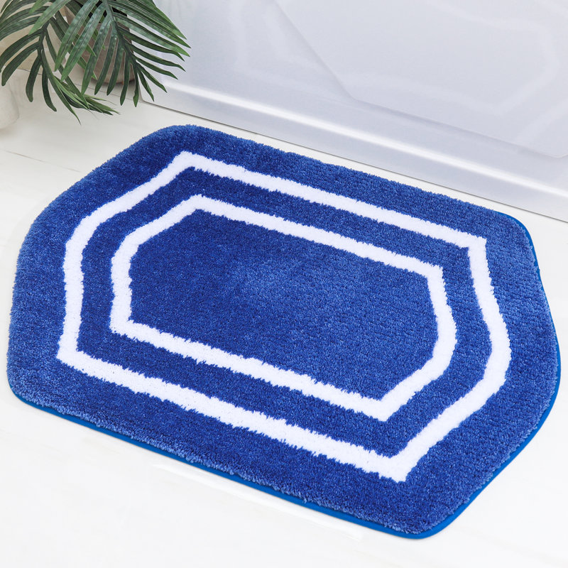 Tapis pour salle de bain Shilyn, L 24 po x L 36 po, Bleu