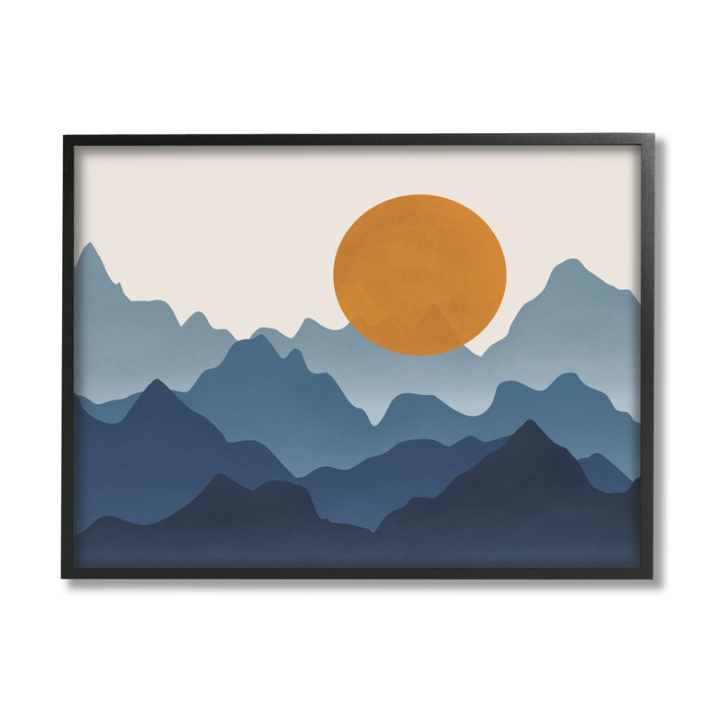Été palmiers lever du soleil tropical Windblown-ao-952, H 11 po x l 14 po x P 1,5 po, Giclée encadrée noir minuit