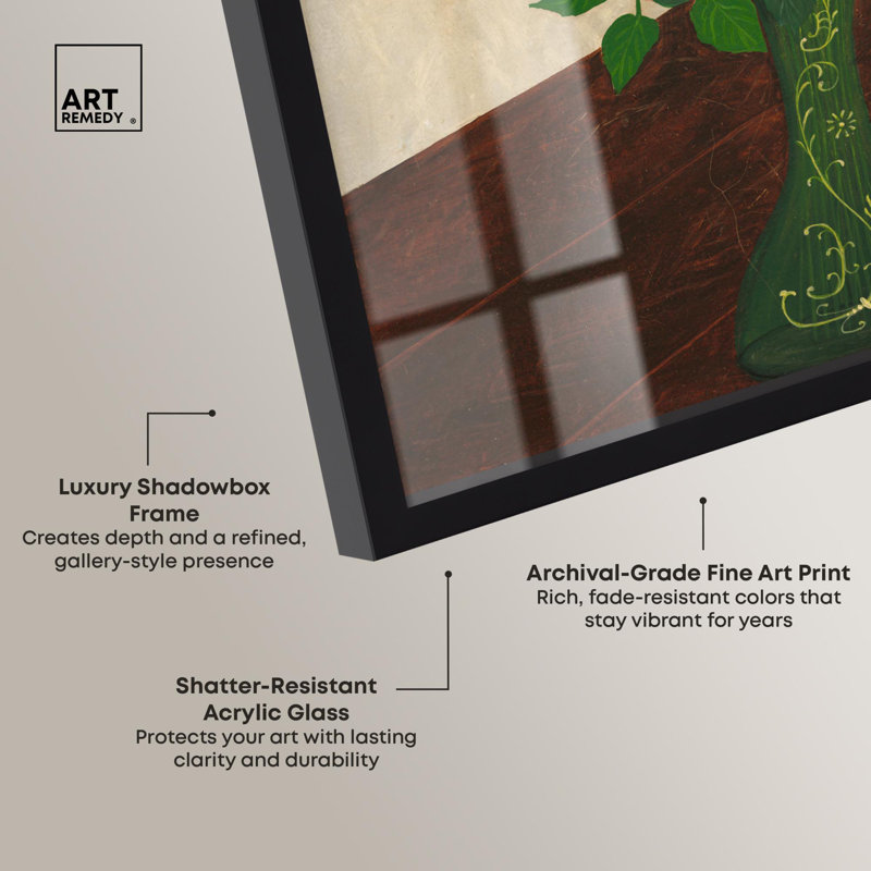 Table inclinée, impression botanique par Shadowbox, H 13 po x l 13 po, Noir