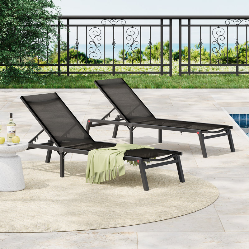 Wayne Outdoor Folding Chaise Lounge