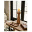 Porte-bougie effilé en bois de teck et marbre, H 13,8 po, brun et crème-84916057