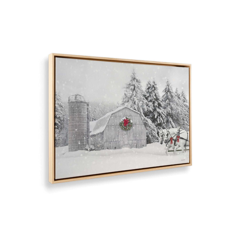 «Sleigh Ride on the Farm» par Lori Deiter, reproduction d'art, L 24 po x H 18 po, Tanné, Toile avec cadre