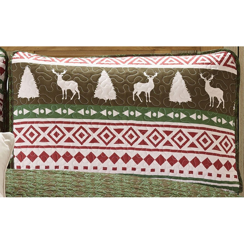 Chidi Polyester Geometric Shapes Quilt, Full/Queen Quilt + 2 Shams + 1 Throw Pillow