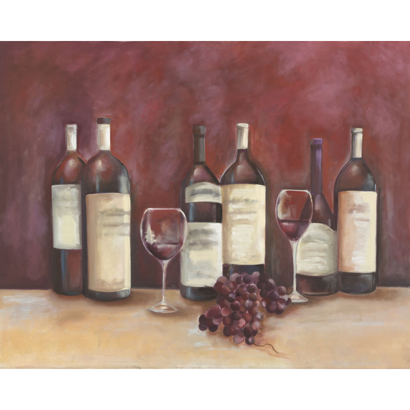 Wine Bottles - Painting on Canvas, Black Floater Framed, 81 cm H x 122 cm W