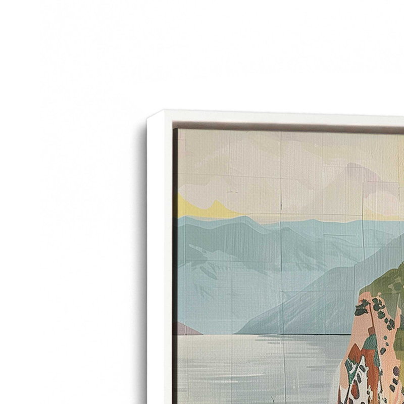 Amalfi Hillside Charm II, H 25 po x l 36 po, Cadre flottant, Blanc opaque