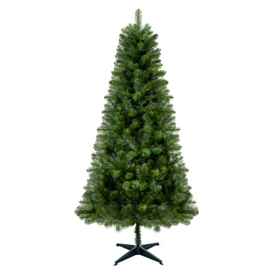 Arbre de Noël artificiel à charnière non éclairé 6 pi, 582 pointes de branches réalistes en PVC, arbre de Noël pleine forme avec support en plastique robuste à 4 pieds pour la décoration de Noël intérieure (appartements / bureaux / petits espaces de vie)