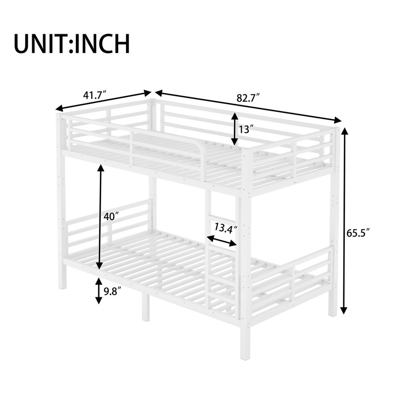 Metal Full XL Over Full XL Bunk Bed for Teens and Adults, Space-Saving, Noise-Reduced, No Box Spring Needed