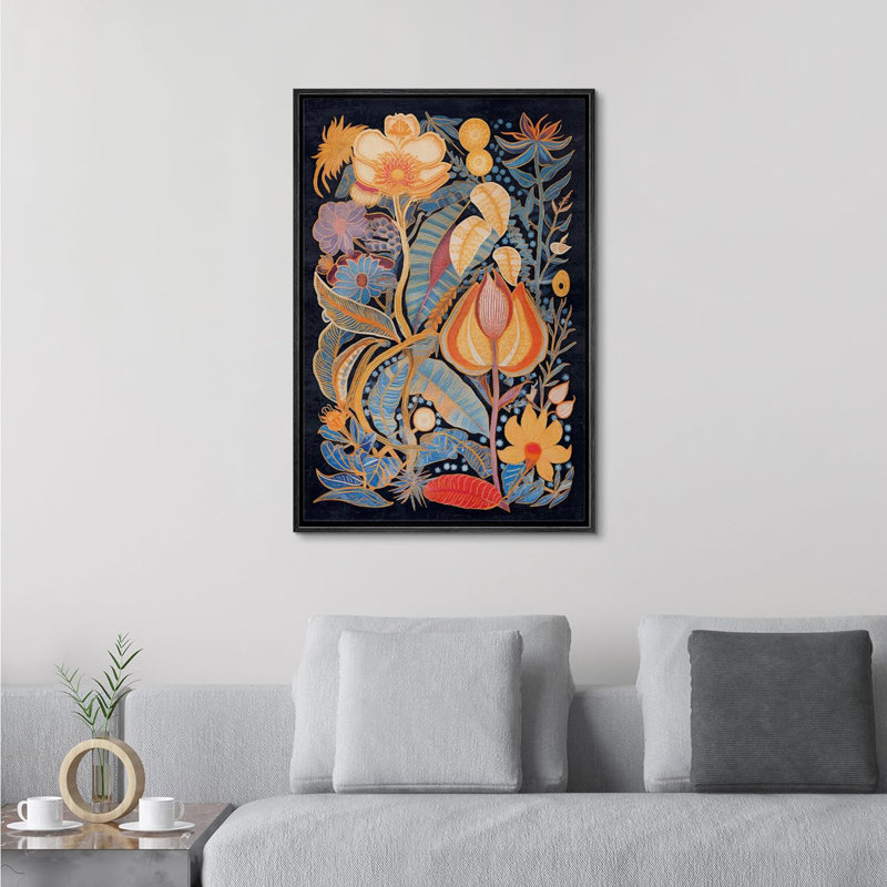 Abstract Botanical " Psychedelic Flower Collage Floral Botanical Print Modern Multicolor ", 24" H x 16" W x 1.5" D