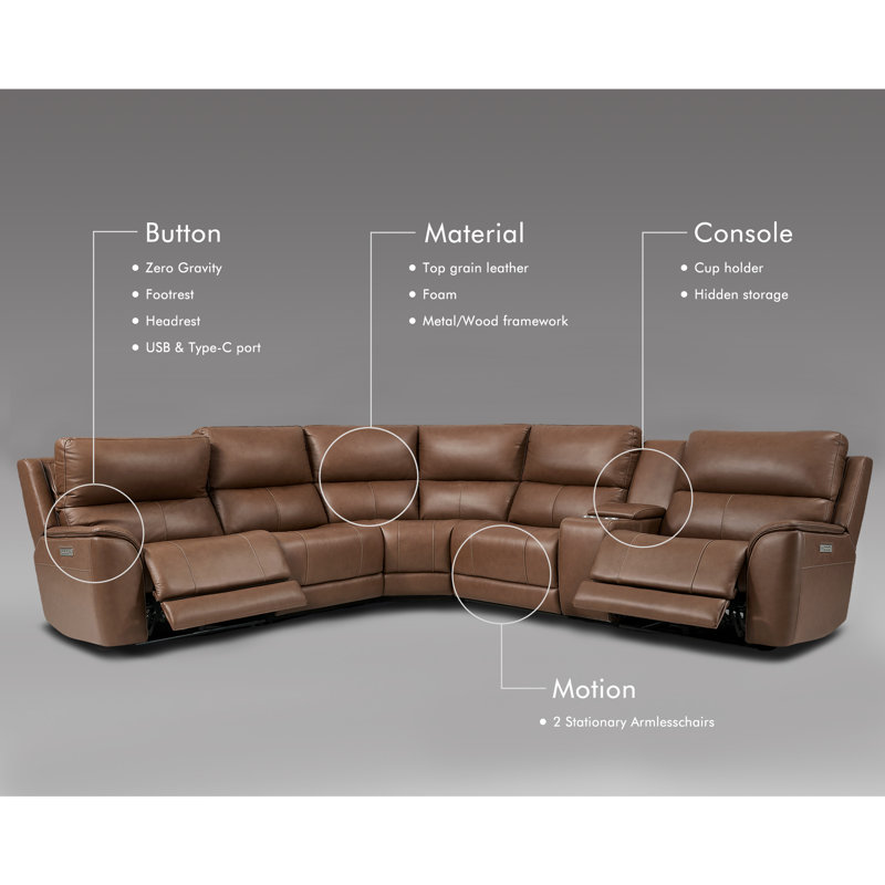 Canapé modulaire inclinable surdimensionné en cuir surdimensionné triple avec soutien lombaire à appui-tête sans gravité