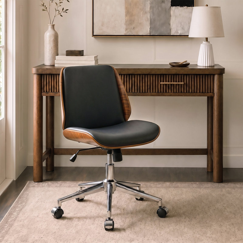 Chaise de bureau inclinable Oswina Ember, Similicuir noir