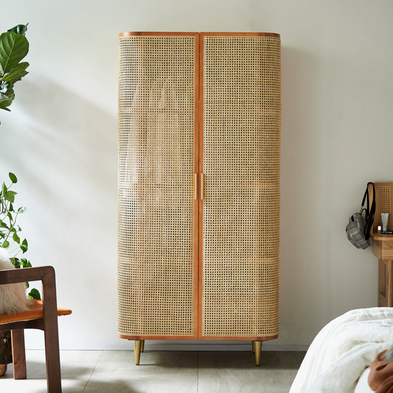 Armoire simple et moderne en bois massif de rotin