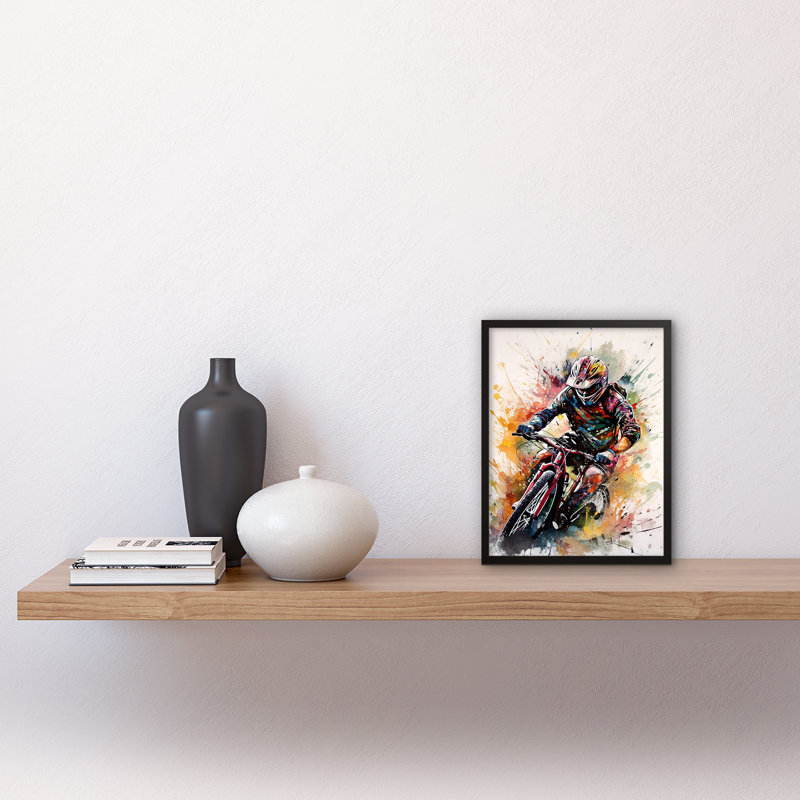 Armonk Mountain Biker Action Shot Splat Portrait Single Picture Frame Wall Art