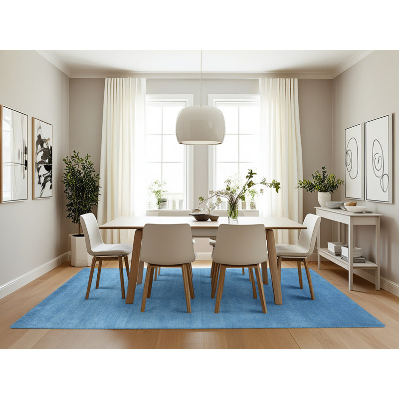 Tapis de zone bleu contemporain, Rectangle 7 pi x 10 pi