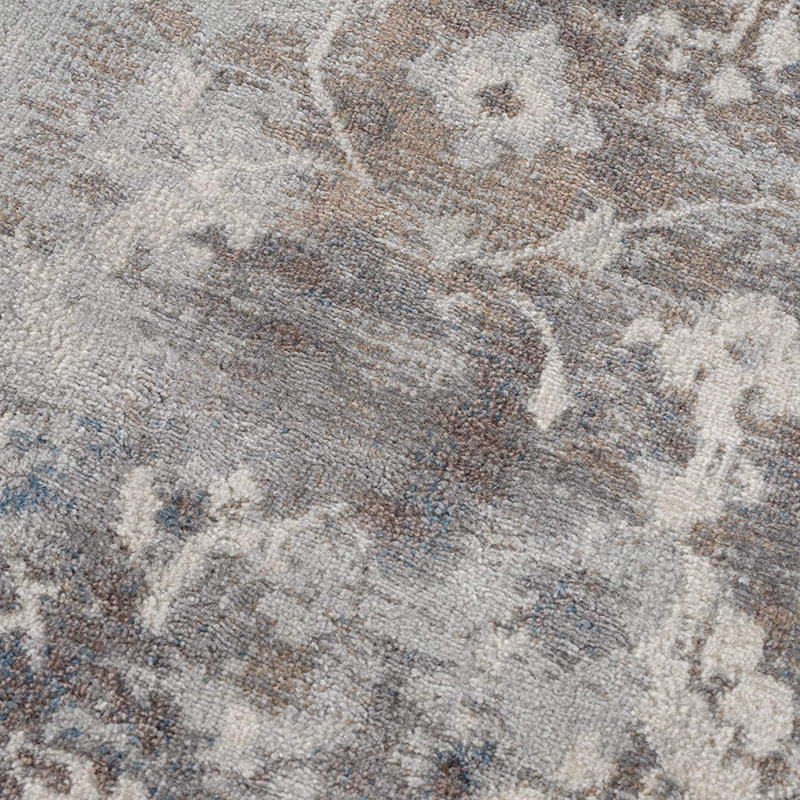 Romulus Navy And Beige Distressed Vines Area Rug, Runner 2' x 20'