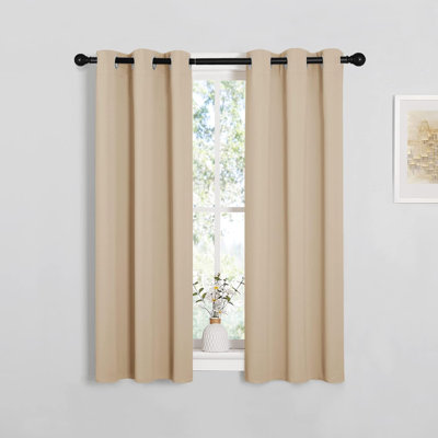 Room Darkening Short Curtain Panels For Small Window, 2 Panels, Thermal Insulated Grommet Room Darkening Draperies/Drapes For Window