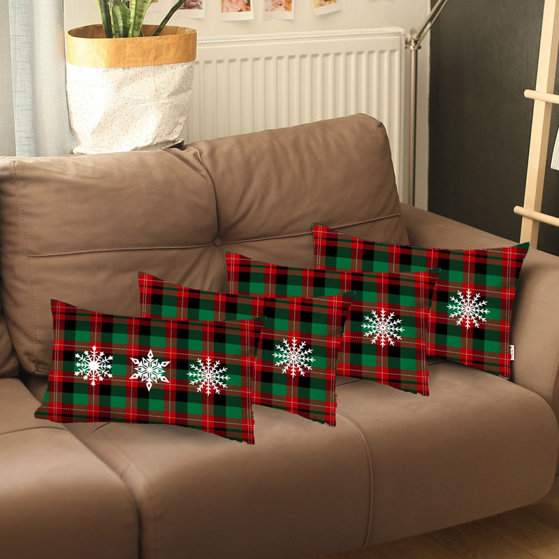  (Ensemble de 4) Coussins décoratifs lombaires de Noël, Plaid