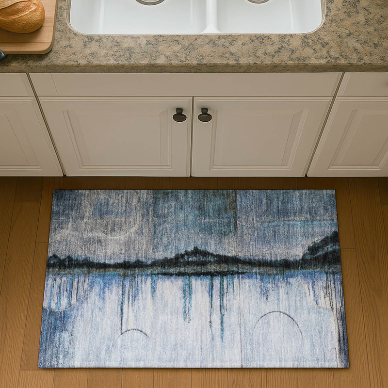 Premium Machine Washable Mayfield Abstract Rug, 1'8" x 2'6", Blue