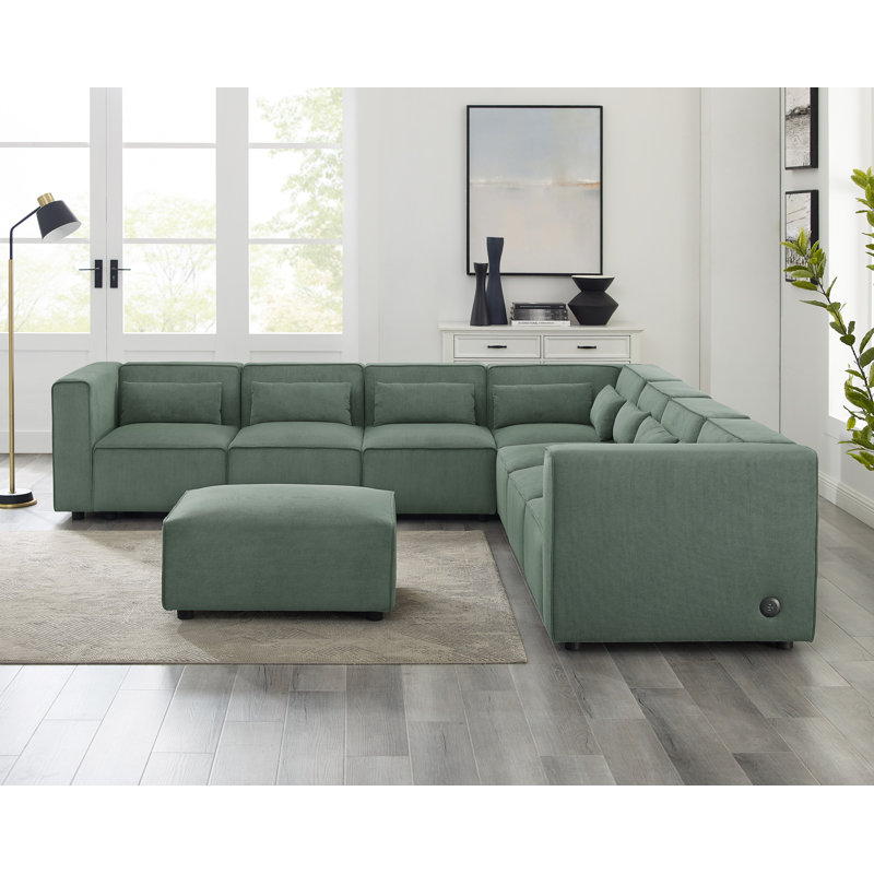 Canapé modulaire Quinterrious MINIMORE, Velours côtelé vert