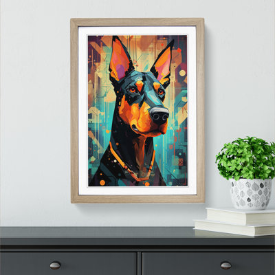 Doberman Futurism No.2 - Single Picture Frame Print on Wood