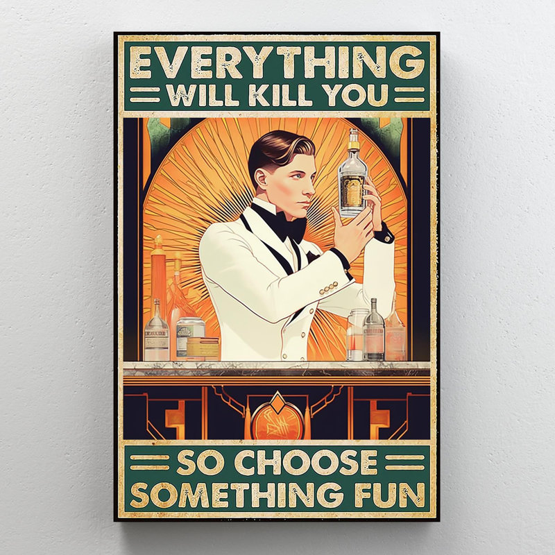 «Bartender So Choisissez Quelque chose» - 1 pièce, reproduction d'art graphique sur toile tendue