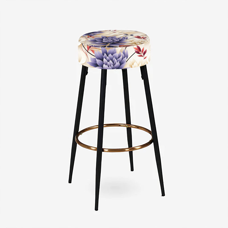 Ensemble de 2 tabourets de bar mauve à motif floral et méditatif mauve