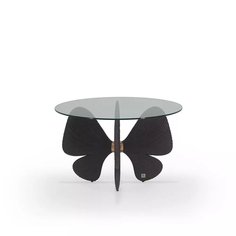 Ginkgo Outdoor Round Dining Table, Coal