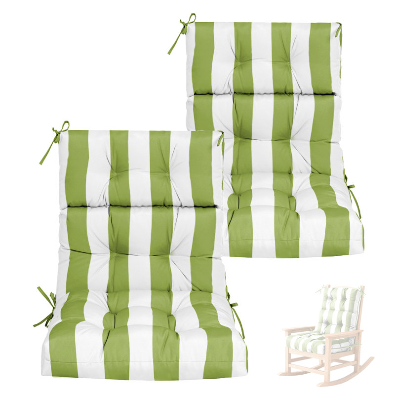Patio High Back Chair Cushions Set Of 2 - Outdoor Dining Chair Pads,waterproof Replacement Seat Pad,for Rocking And Lounge Chairs,indoor & Outdoor Furniture Cushions,with Non-slip Belt