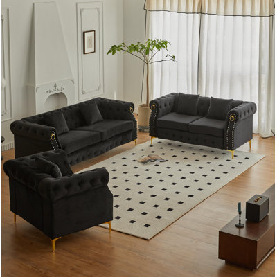 Frotten 3 - Piece Velvet Living Room Set