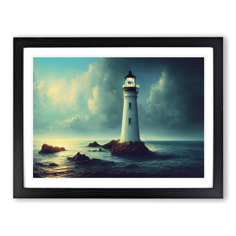 Mesmerising Lighthouse - Single Picture Frame Print, Black Framed, 46cm H x 64cm W x 2cm D