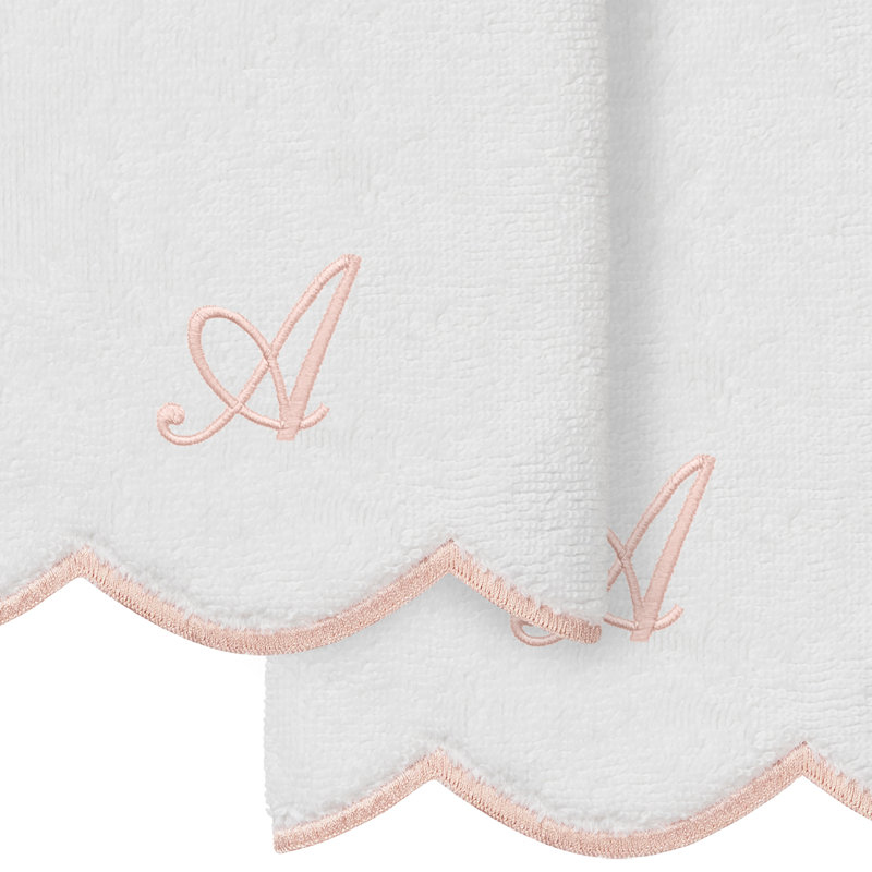  Ensemble de serviettes 100% coton turque ADORNIA, A, Blanc / Rose, Ensemble de 2 serviettes à doigts