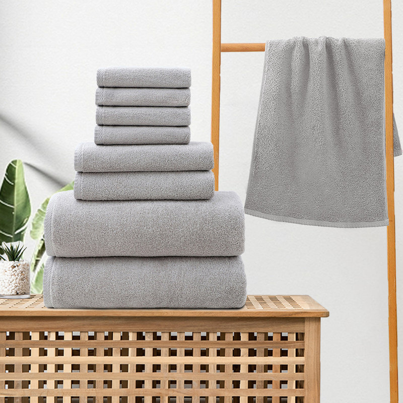 8 Pcs Bath Towels Set For Bathroom Thick Soft Absorbent Towel Set Of 8 Household Wash Face Gift Towel, Gray