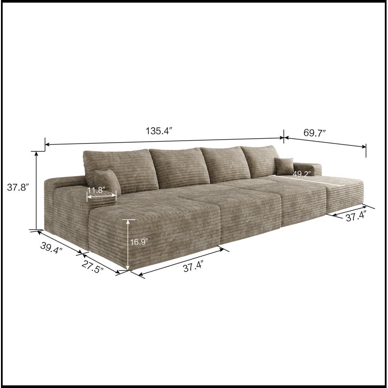 Luxueux canapé-lit modulaire pour le salon sans assemblage requis