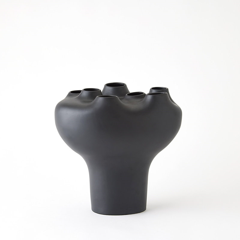 Geyser Handmade Earthenware Table Vase, Black
