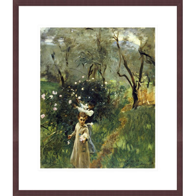 «Gathering Flowers at Twilight» par John Singer Sargent, impression giclée encadrée