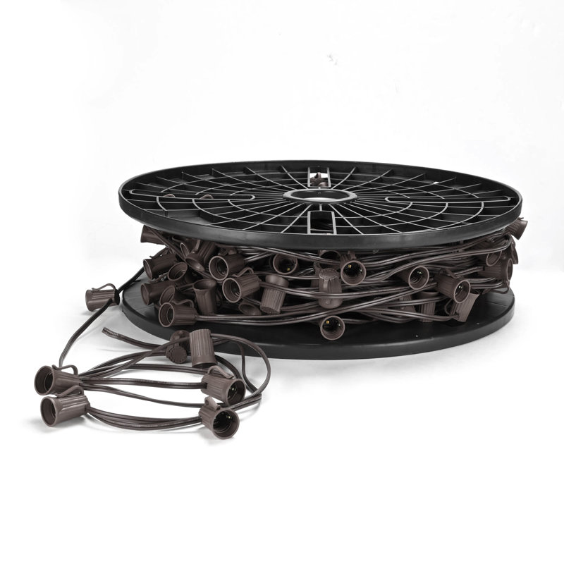 Yescom 250Ft C9 Christmas Light Spool Set Commercial UL Listed Light Sockets, 250 Ft, Brown