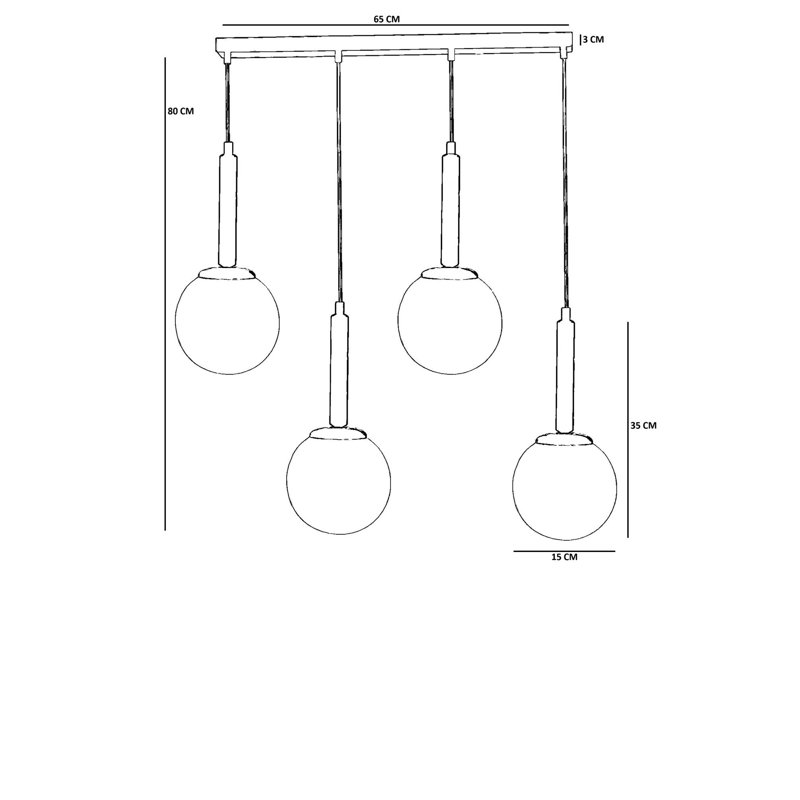 Lustre, Noyer / miel / noir, 4 étages, Quatre lumières