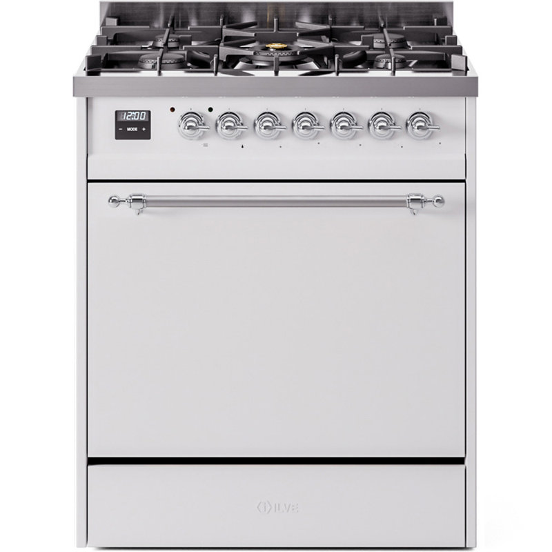ILVE Nostalgie II 30 in Dual Fuel Range, Natural Gas, White/Chrome