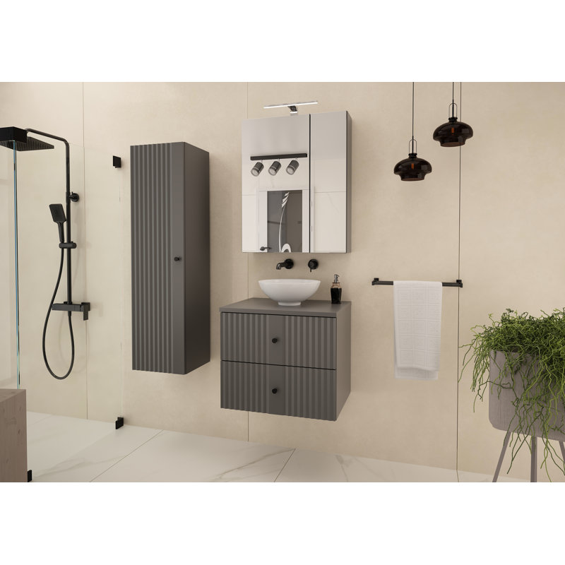 Arashel Bathroom Storage Furniture Set, Black