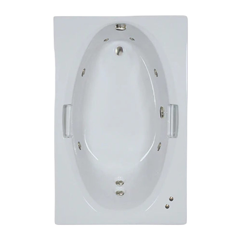 Baignoire tourbillon en alcôve en acrylique 60 po x 60 po avec jupe amovible en blanc L 60 po x l 42 po, Oui