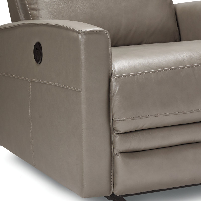 Mcnab Power Recliner, Medium Gray Genuine Leather