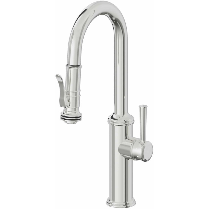 Davoli Pull-Down Prep/Bar Faucet with Squeeze Sprayer, Polished Chrome