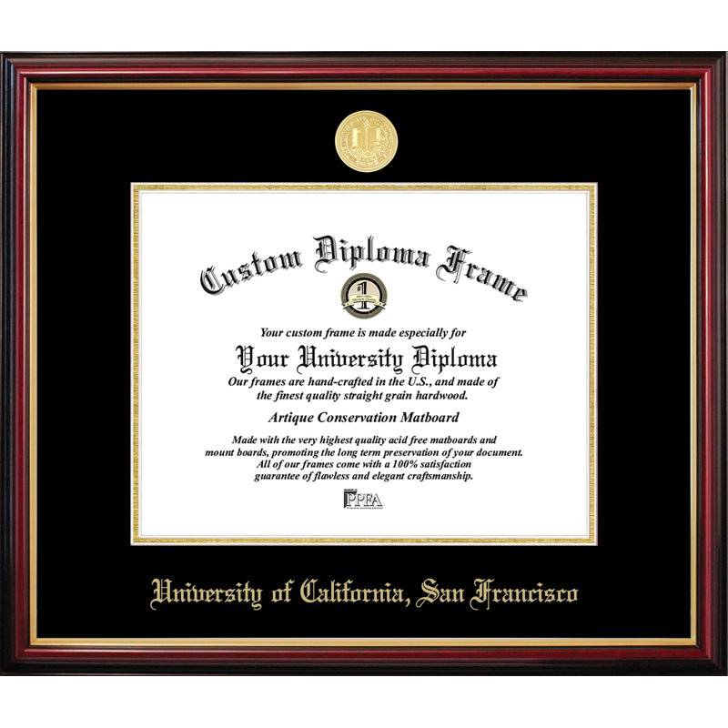 Cadre de petit diplôme de l'Université de Californie, San Francisco Petite, L 11 po x H 8,5 po, NCAA San Francisco