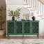 Buffet ancien de 152 cm (60 po) avec sculptures florales ajourées, pieds en bois massif et rangement polyvalent pour un style rustique. Options d'aménagement complexes pour les espaces salon et salle à manger.