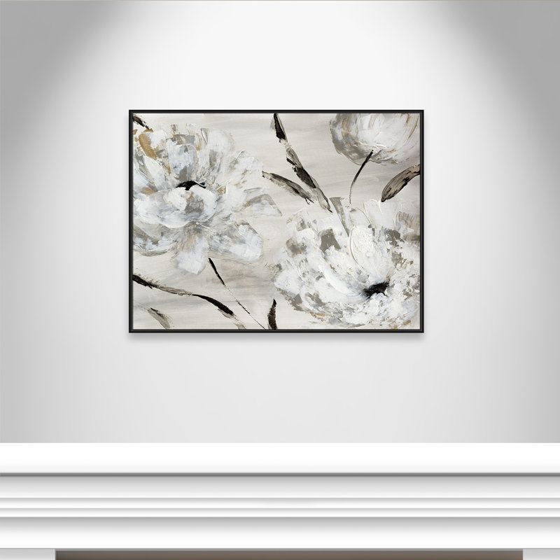 «Misty Morning Blooms», impression sur toile par Katrina Craven, H 37,5 po x l 49,5 po x P 2 po, Noir