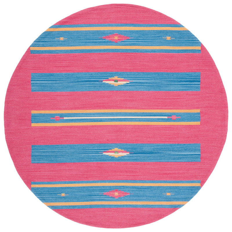 Danely Cotton Geometric Indoor Rug, Round 6'