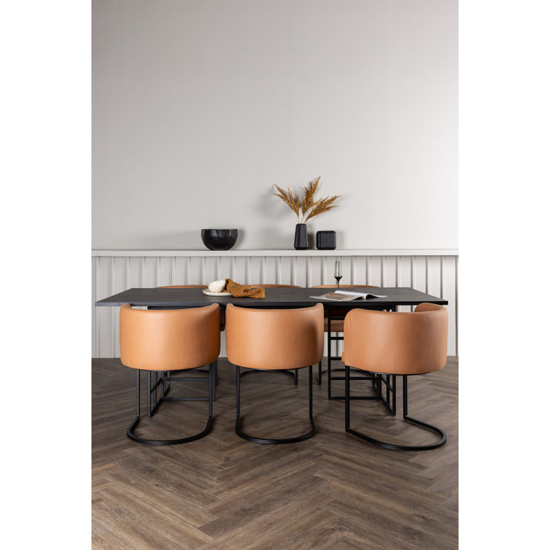 Darlaine 6 - Person Dining Set, Brown, Brown, Black