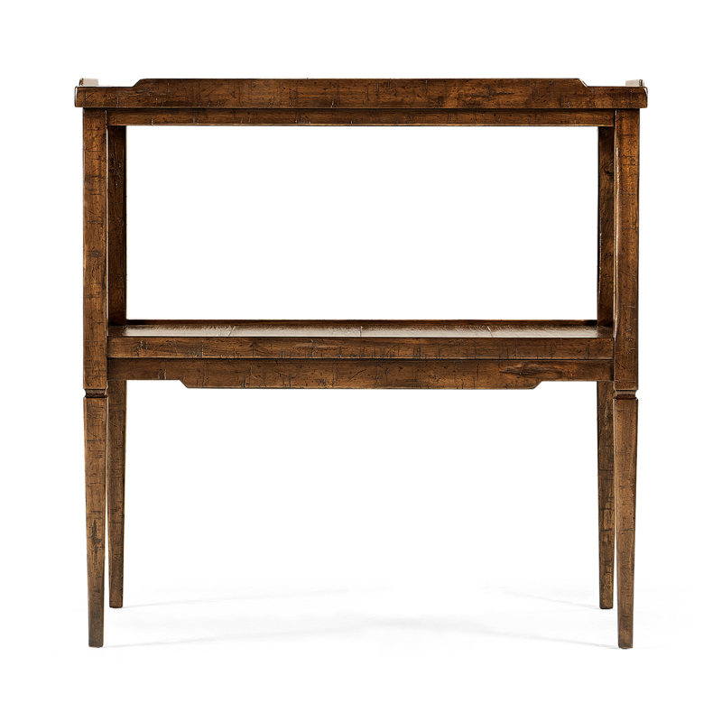 Casually Country Solid Wood End Table, Country Farmhouse Walnut