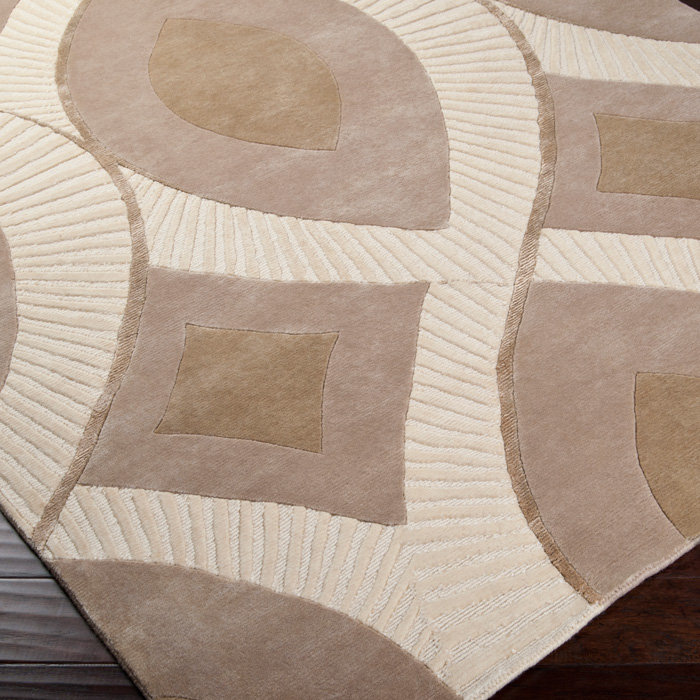 Tapis ivoire en laine crocheté à la main Syn, Rectangle 2 pi x 3 pi