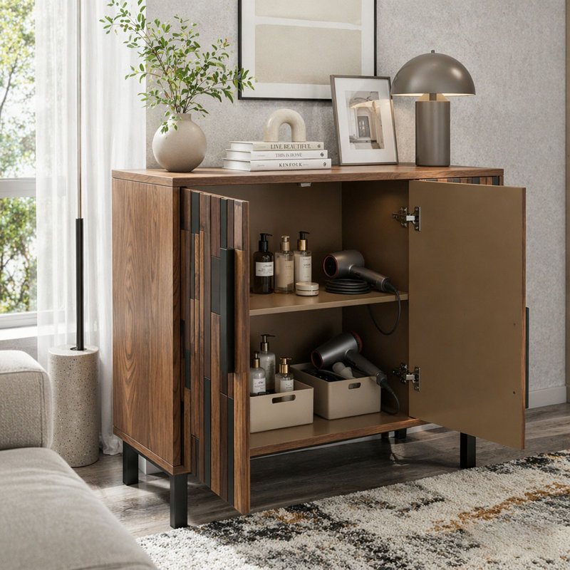 Buffet 30,31 "avec motif en nid d'abeille, armoire d'appoint moderne, Antique brown